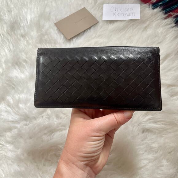 Bottega Veneta Intrecciato Bi-fold Woven Long Dark Brown Vertical Wallet - Picture 5 of 16